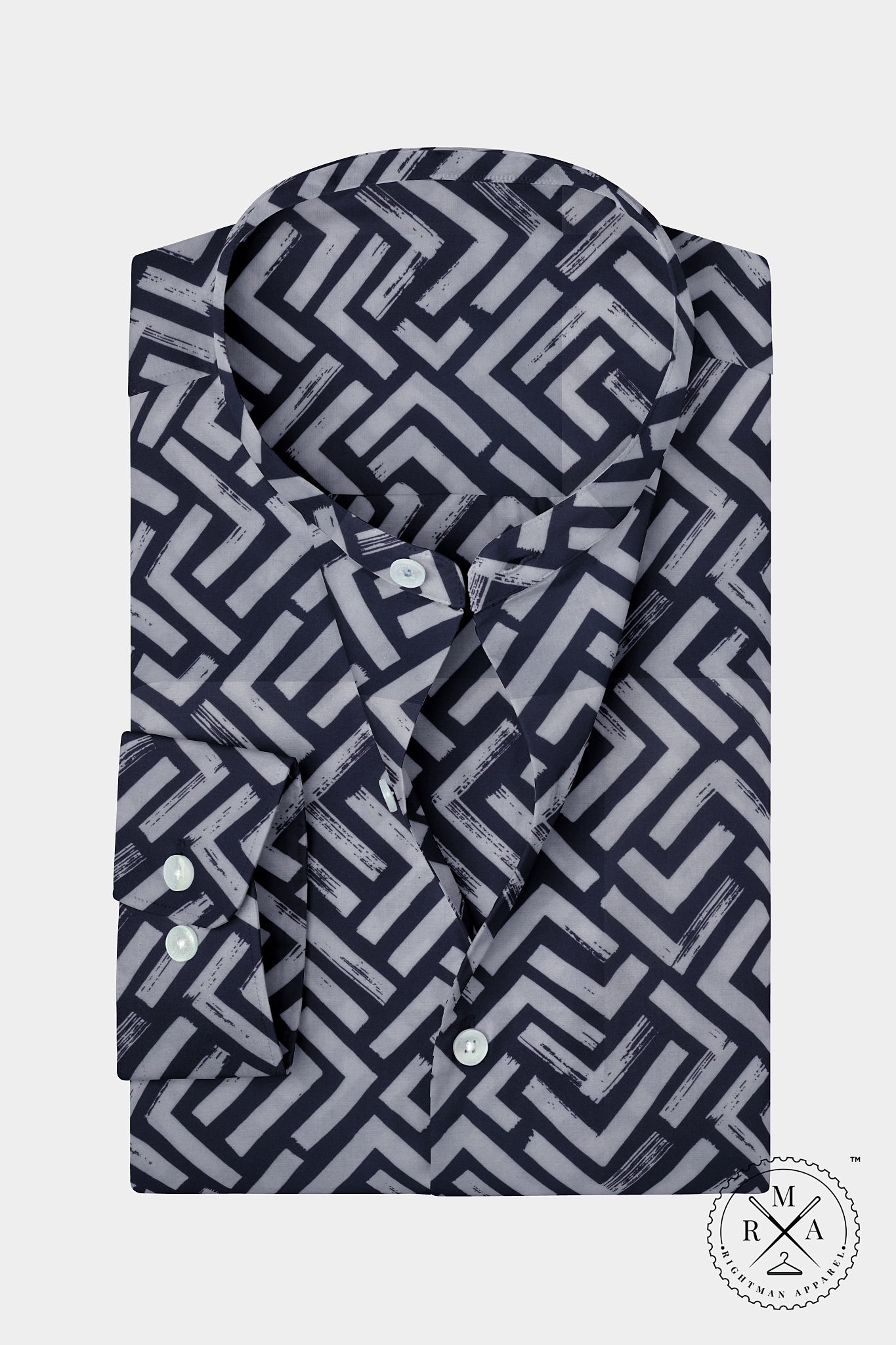 Black Zig zag Lined Cotton Shirt SH358